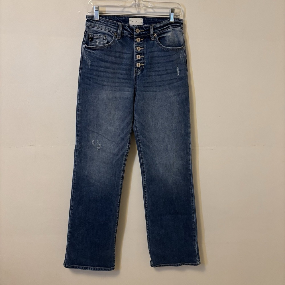 KanCan Celine High Rise 90's‎ Flare Jeans Button Fly Distressed 26 33"